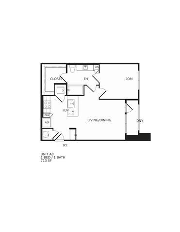 1 Bed • 1 Bath 5304 floor plan