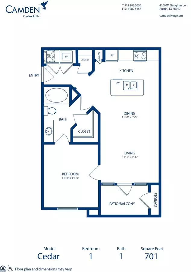 1 Bed • 1 Bath 02204 floor plan