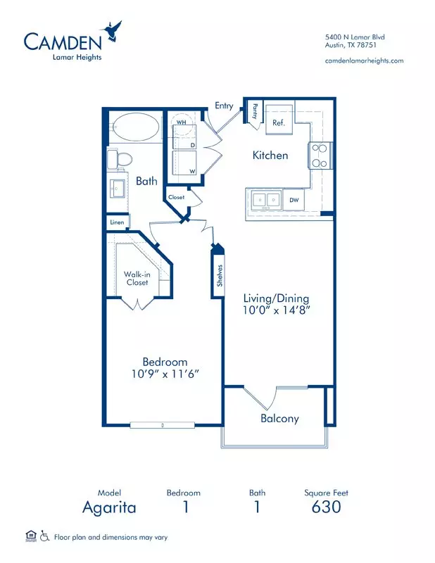 1 Bed • 1 Bath 4041 floor plan