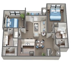 2 Beds • 2 Bath 12-12206 floor plan