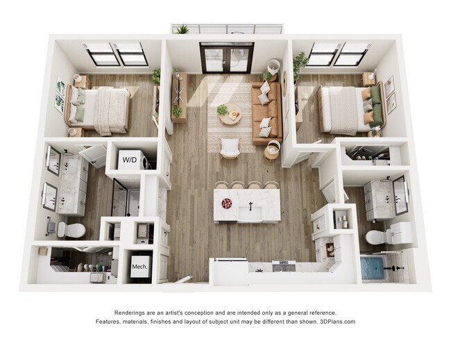 2 Beds • 2 Bath 1406 floor plan