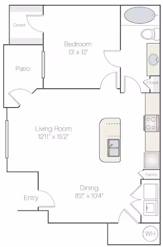 1 Bed • 1 Bath 08239 floor plan
