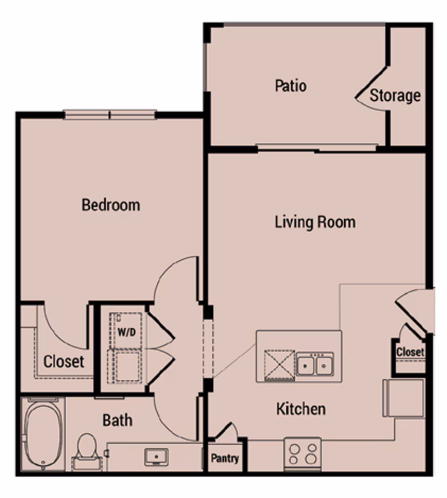 One-bedroom/One-bath 0833 floor plan