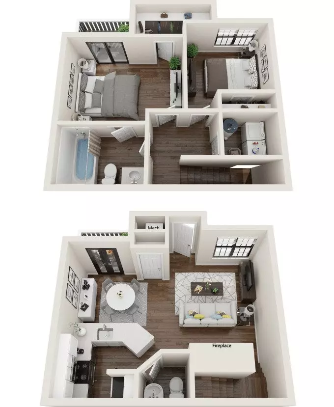 2 Beds • 1 Bath 1413 floor plan