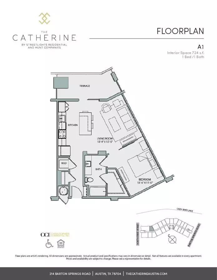 1 Bed • 1 Bath 1518 floor plan