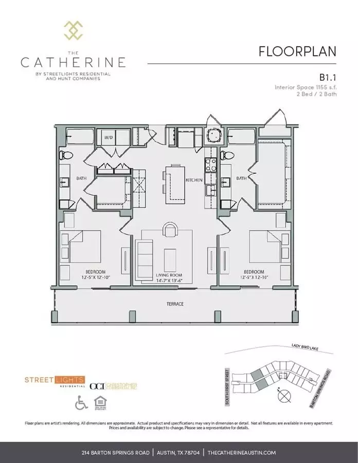 2 Beds • 2 Bath 1116 floor plan