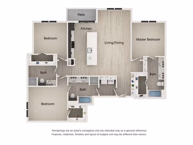 3 Beds • 3 Bath 01303 floor plan
