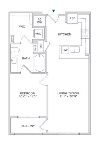 1 Bed • 1 Bath 1226 floor plan