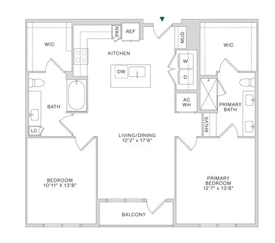 2 Beds • 2 Bath 4206 floor plan