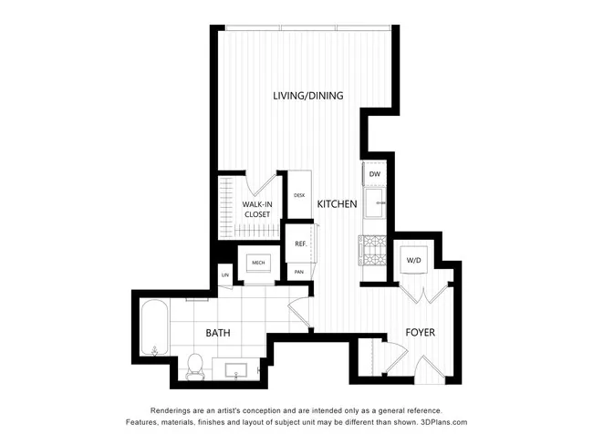 Studio • 1 Bath floor plan
