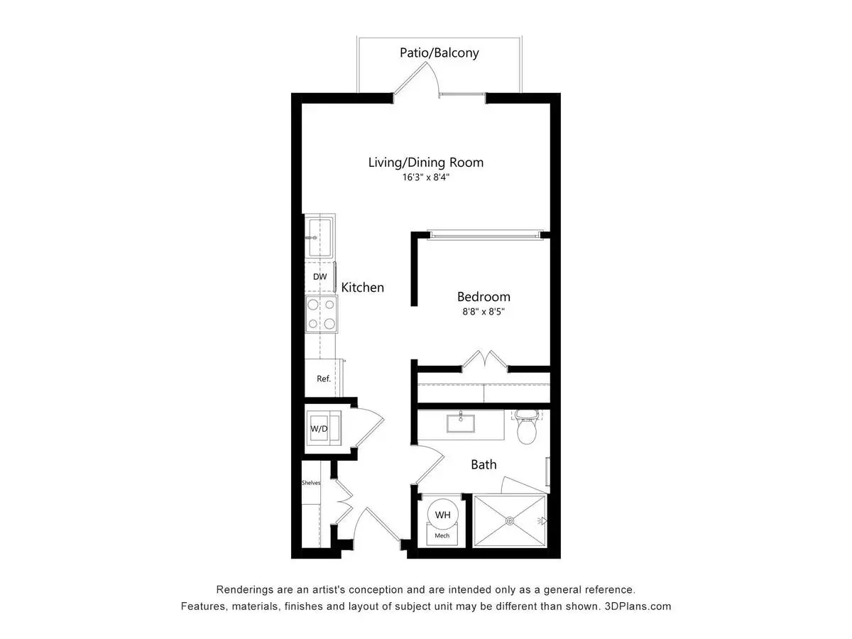 Studio • 1 Bath 403 floor plan