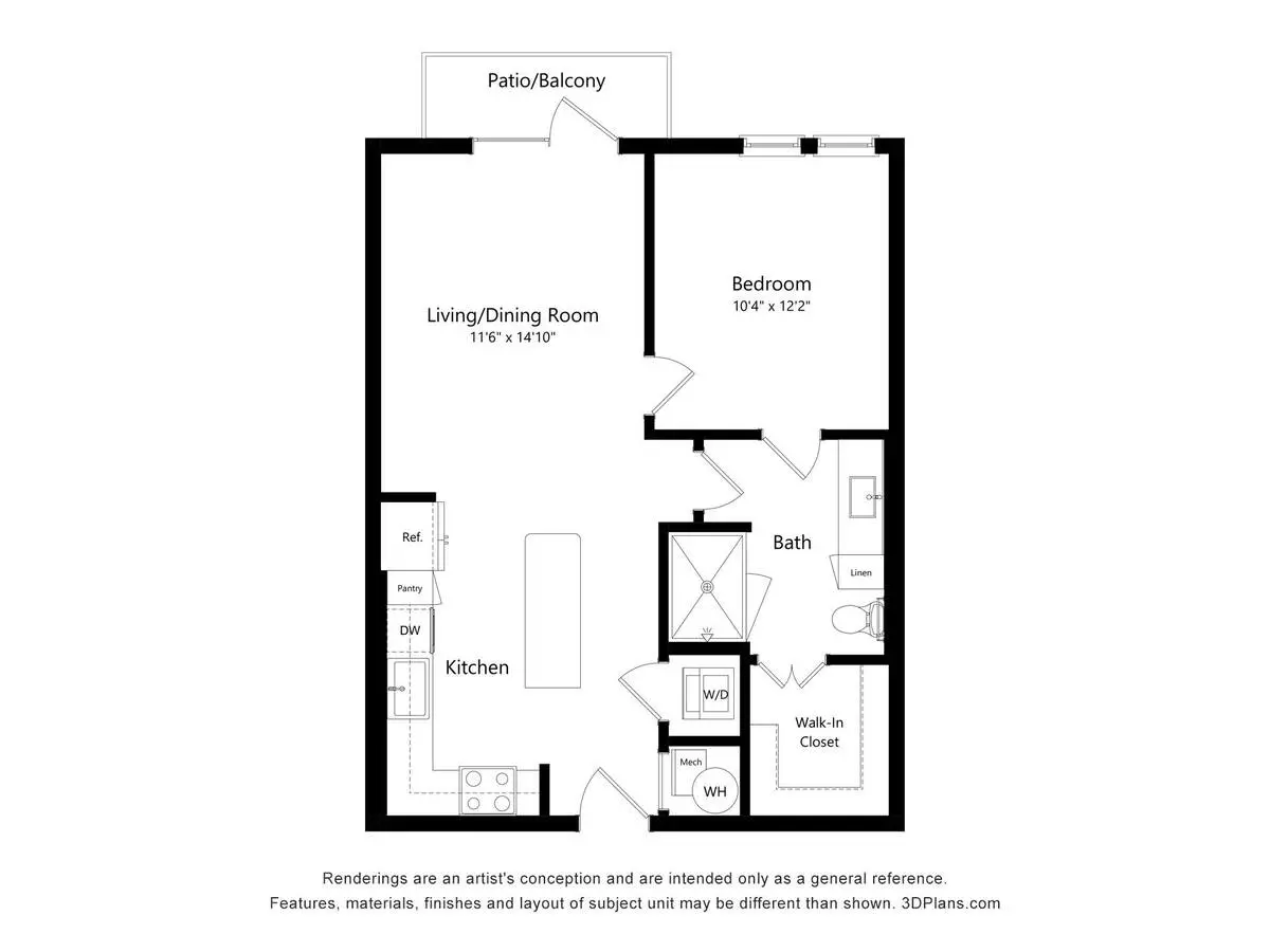 1 Bed • 1 Bath 152 floor plan