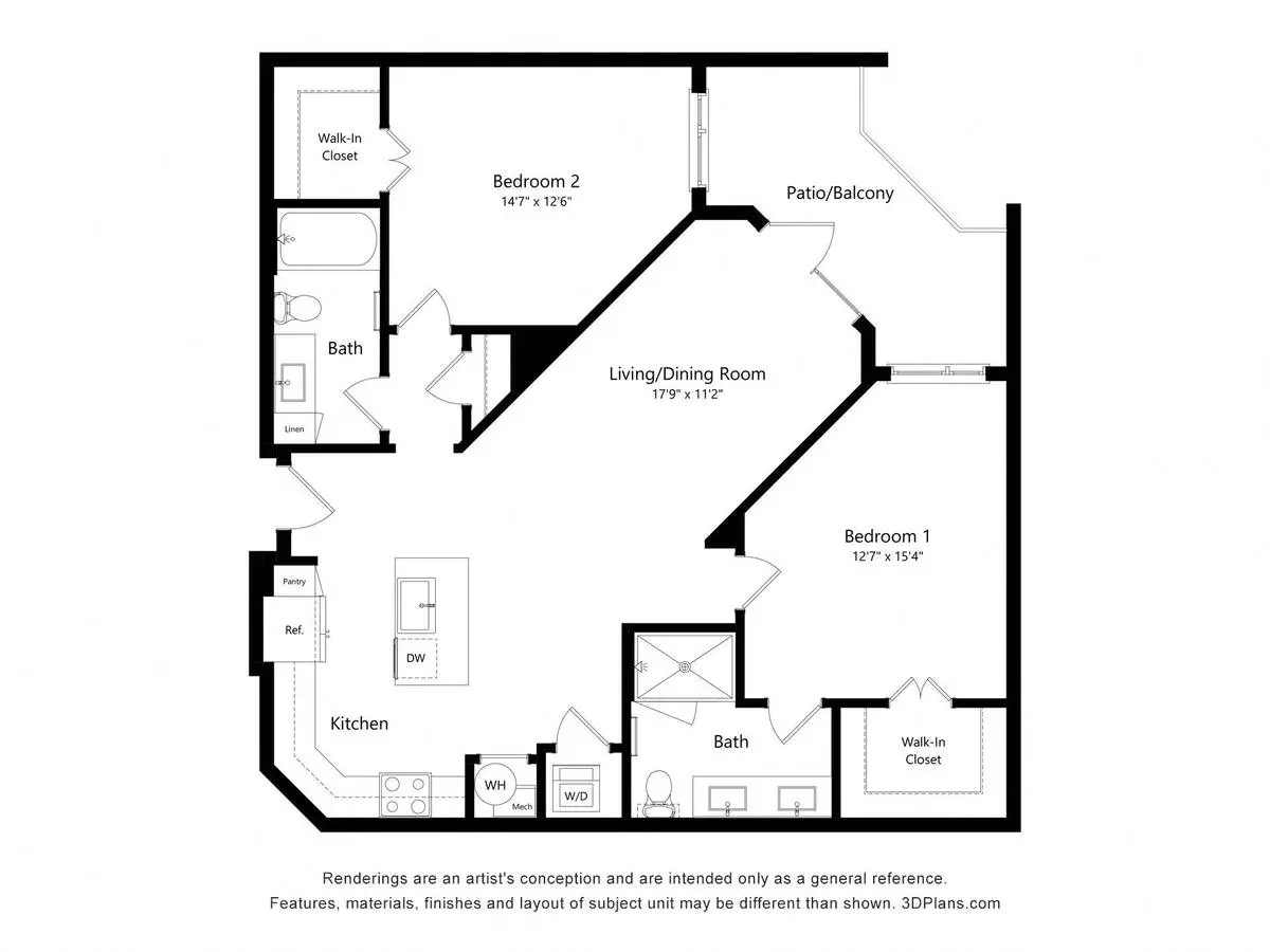 2 Beds • 2 Bath 313 floor plan