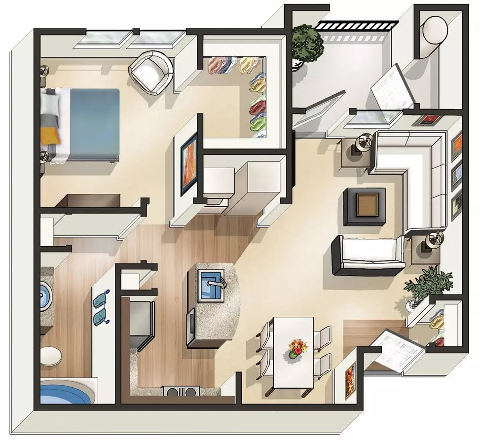 1 Bed • 1 Bath 0534 floor plan