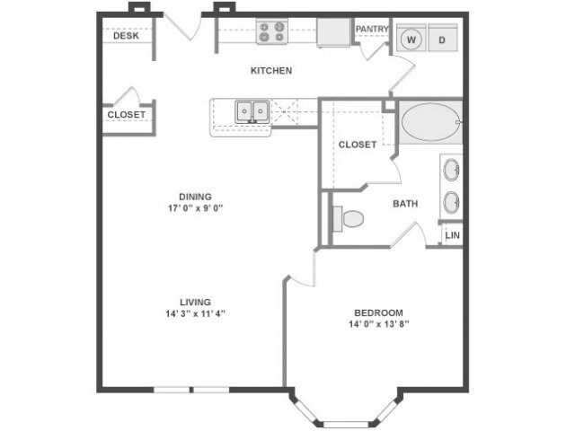 1 Bed • 1 Bath 376 floor plan