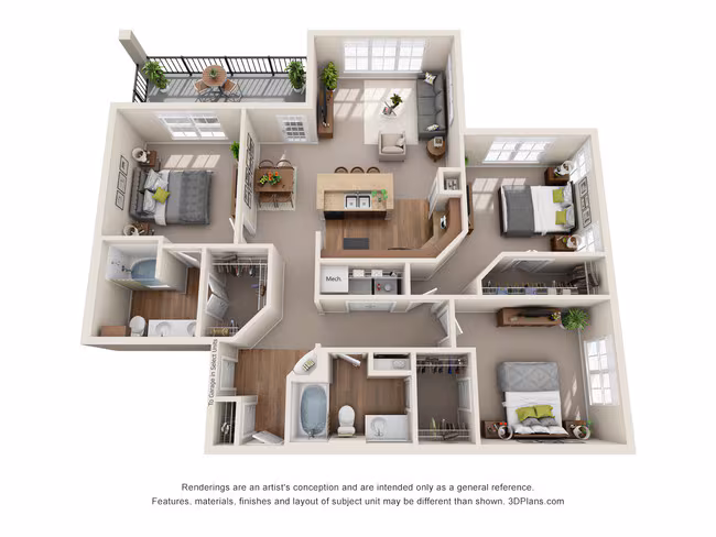 3 Beds • 2 Bath 12209 floor plan