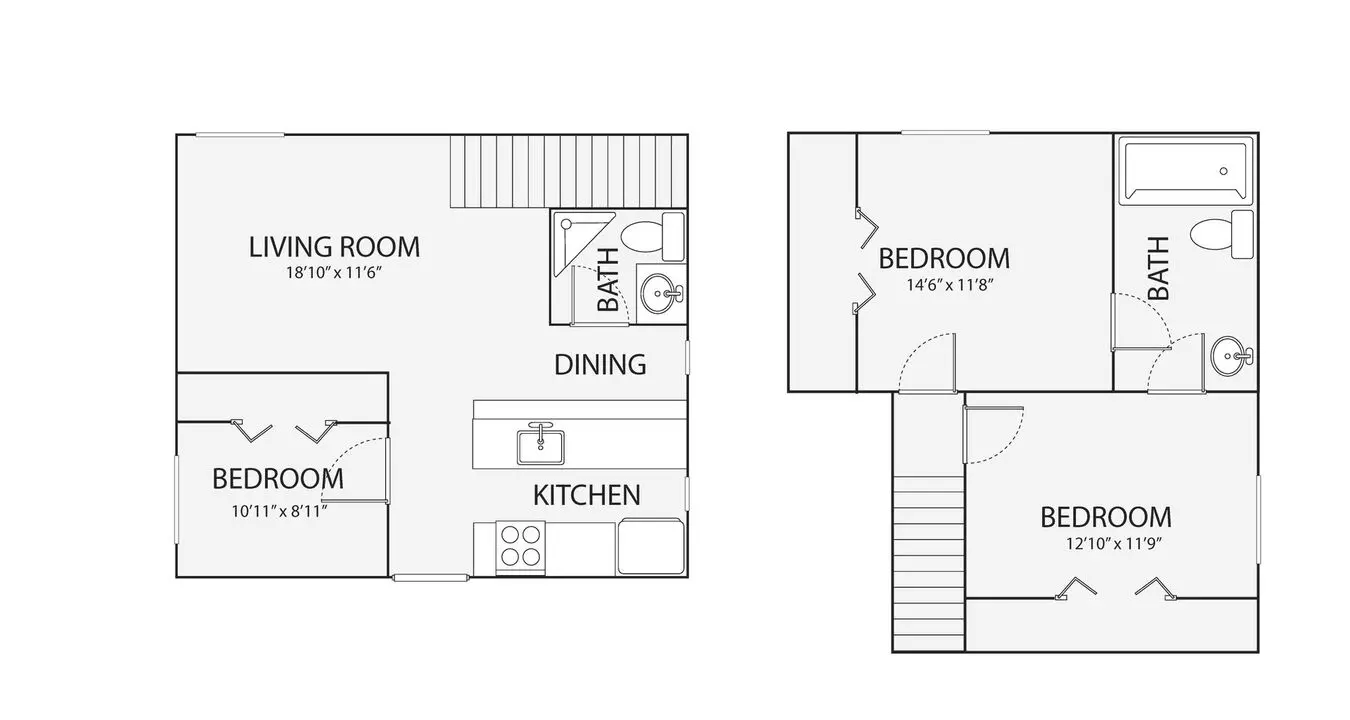 3BR/2BA floor plan