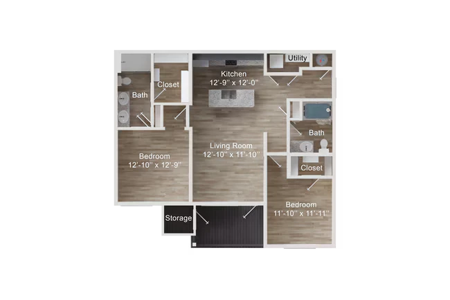 2 Beds • 2 Bath 2102 floor plan