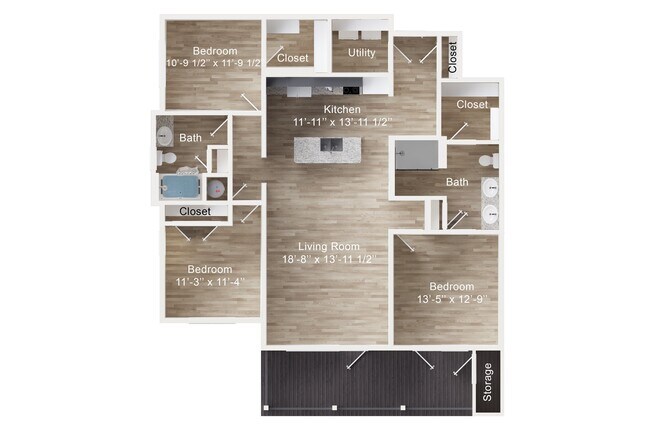 3 Beds • 2 Bath 4304 floor plan