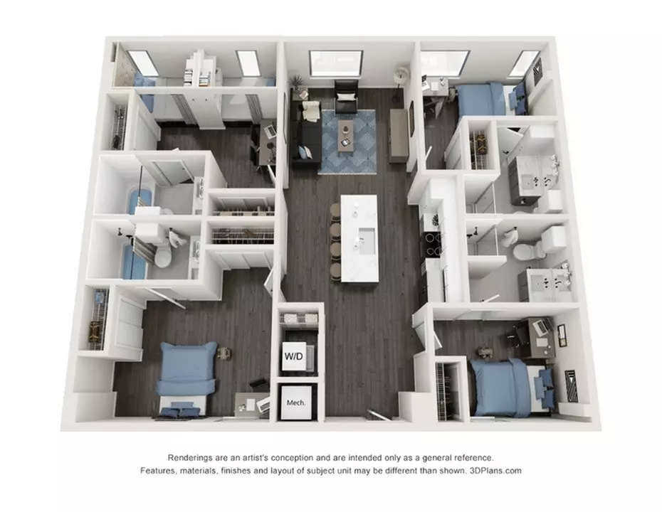4BR/4BA Shared floor plan