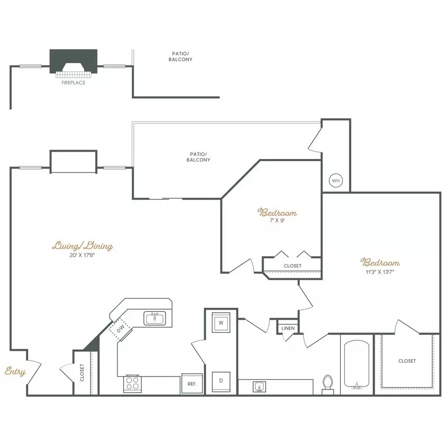 1 Bed • 1 Bath floor plan