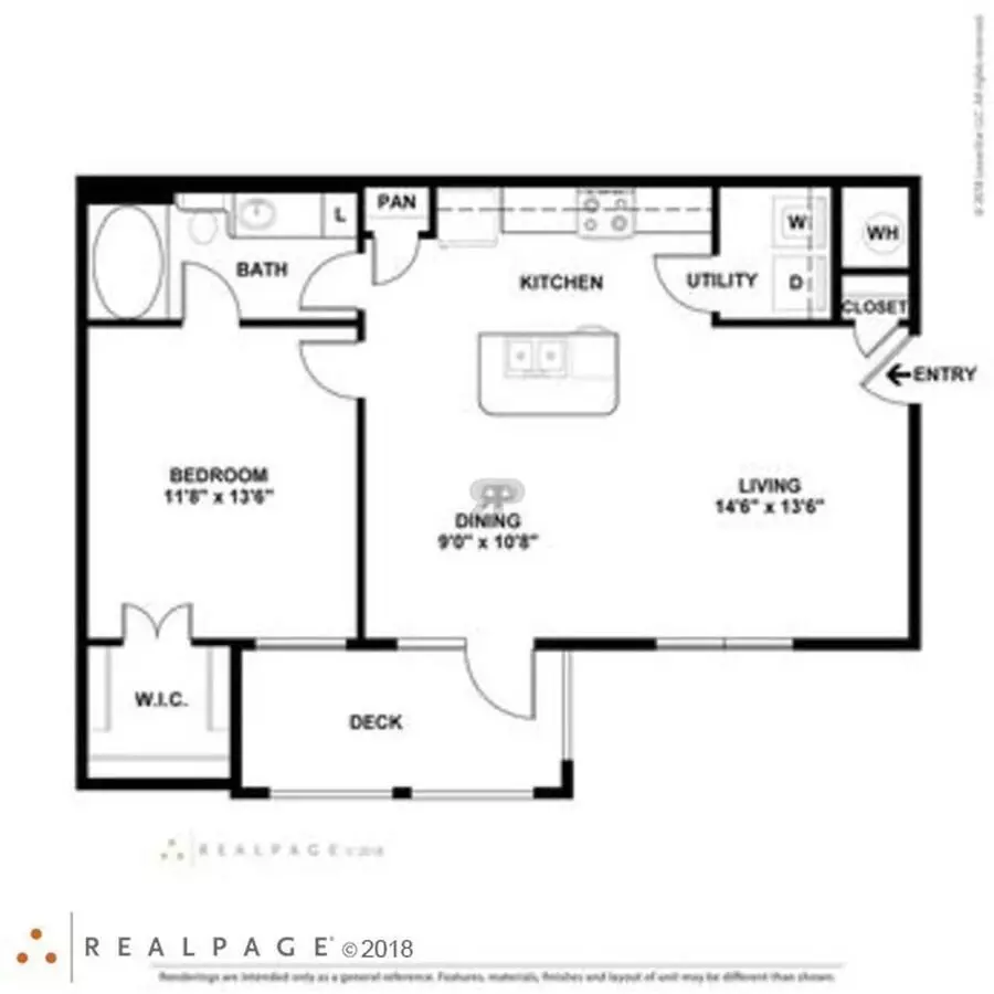 1BR/1BA 0933 floor plan