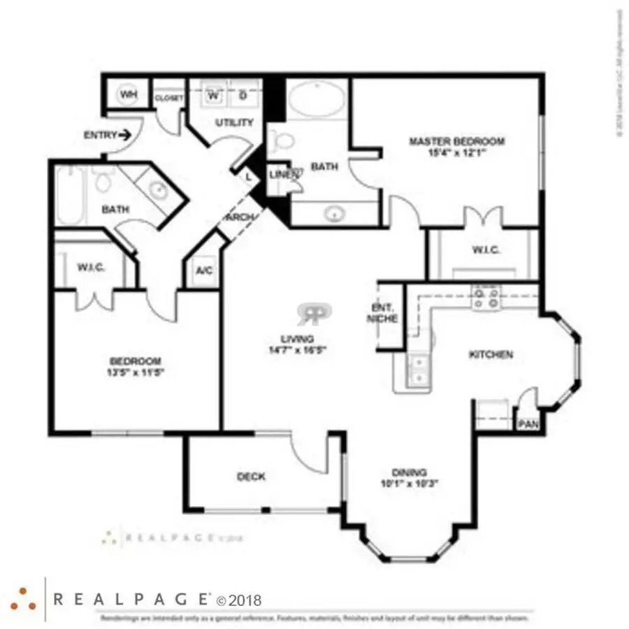 2BR/2BA 1537 floor plan