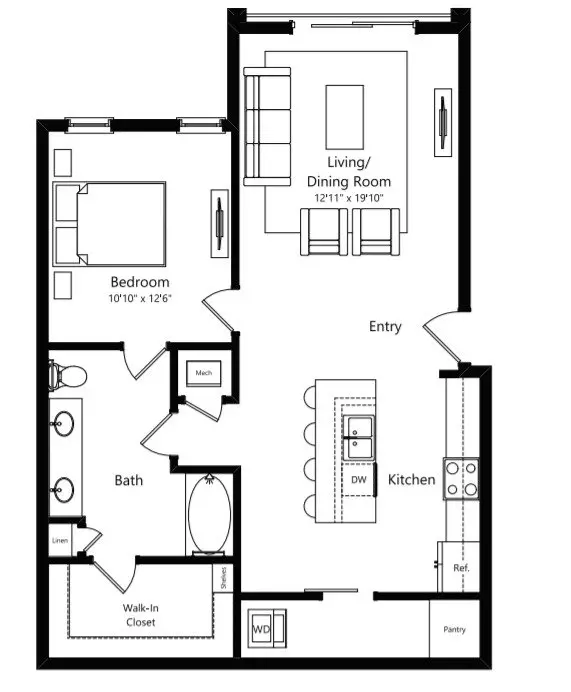 1 Bed • 1 Bath 9103 floor plan