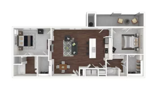2 Beds • 2 Bath 0933 floor plan