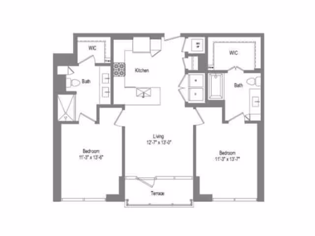 2 Beds • 2 Bath 1409 floor plan