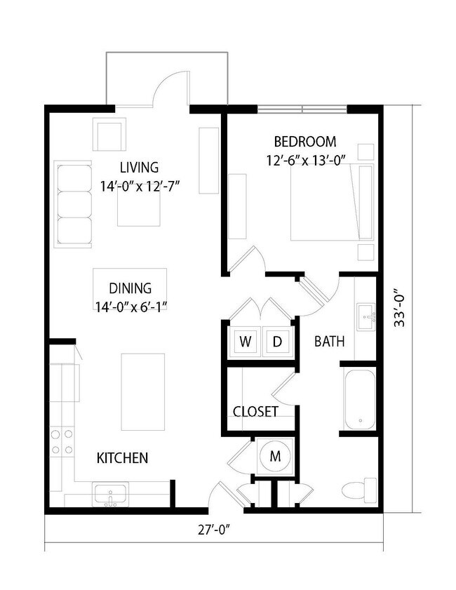 1 Bed • 1 Bath 1449 floor plan