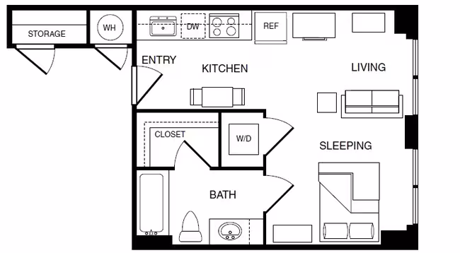 Studio • 1 Bath A1a floor plan