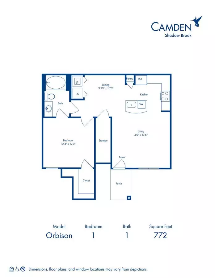 1 Bed • 1 Bath 0711 floor plan