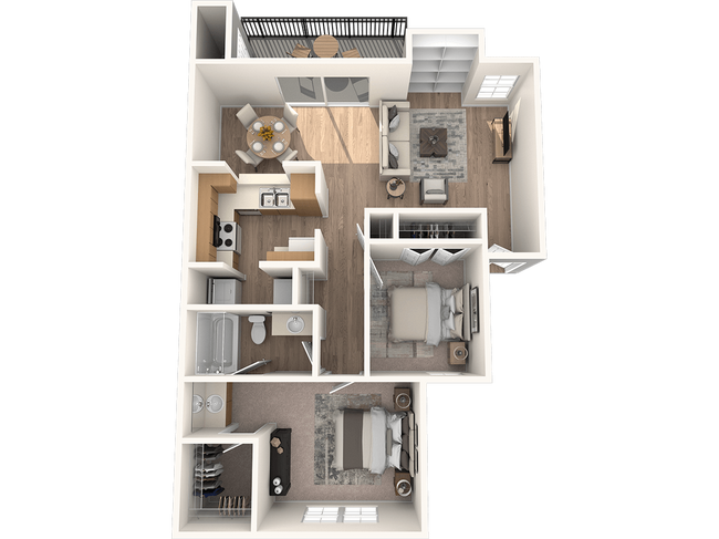 2 Beds • 1 Bath 0805 floor plan