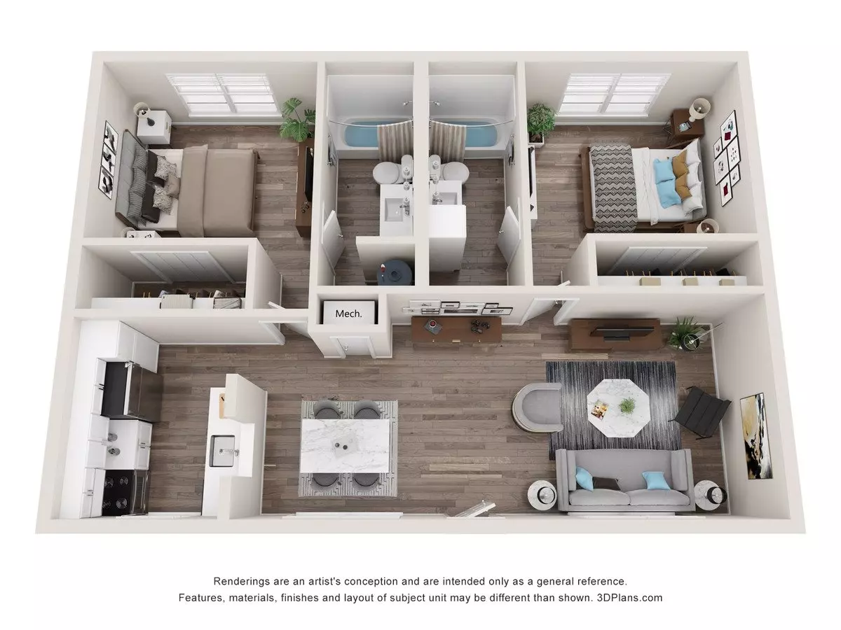 2 Beds • 2 Bath 207 floor plan