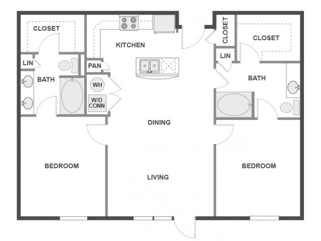 2 Beds • 3 Bath 201 floor plan