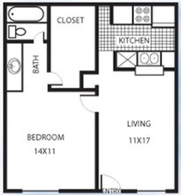 1 Bed • 1 Bath floor plan