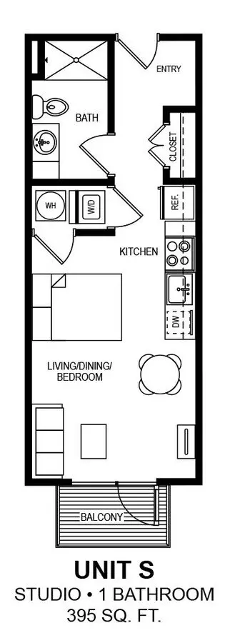 Studio • 1 Bath 1901-420 floor plan