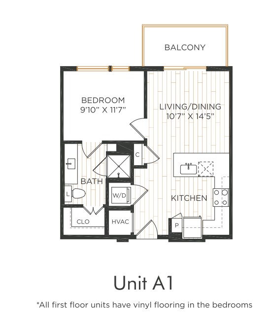 1 Bed • 1 Bath 10116 floor plan