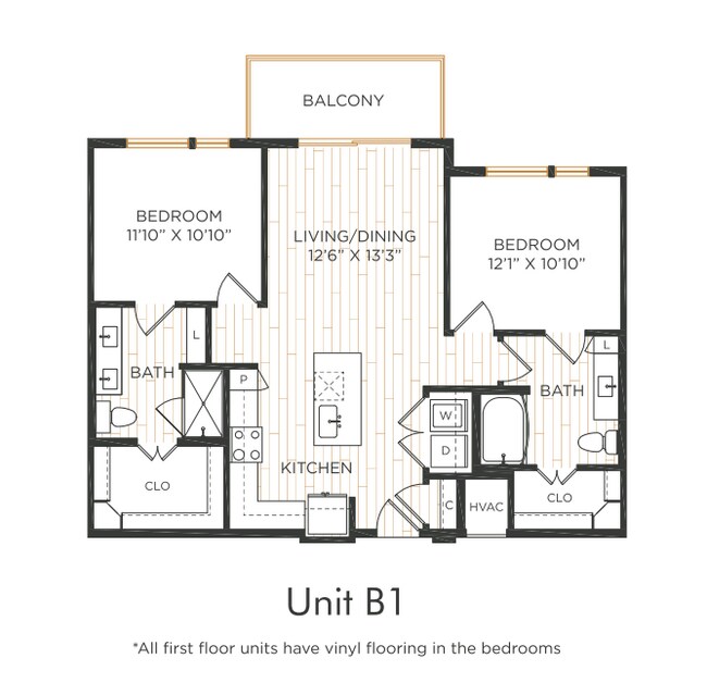2 Beds • 2 Bath 11104 floor plan