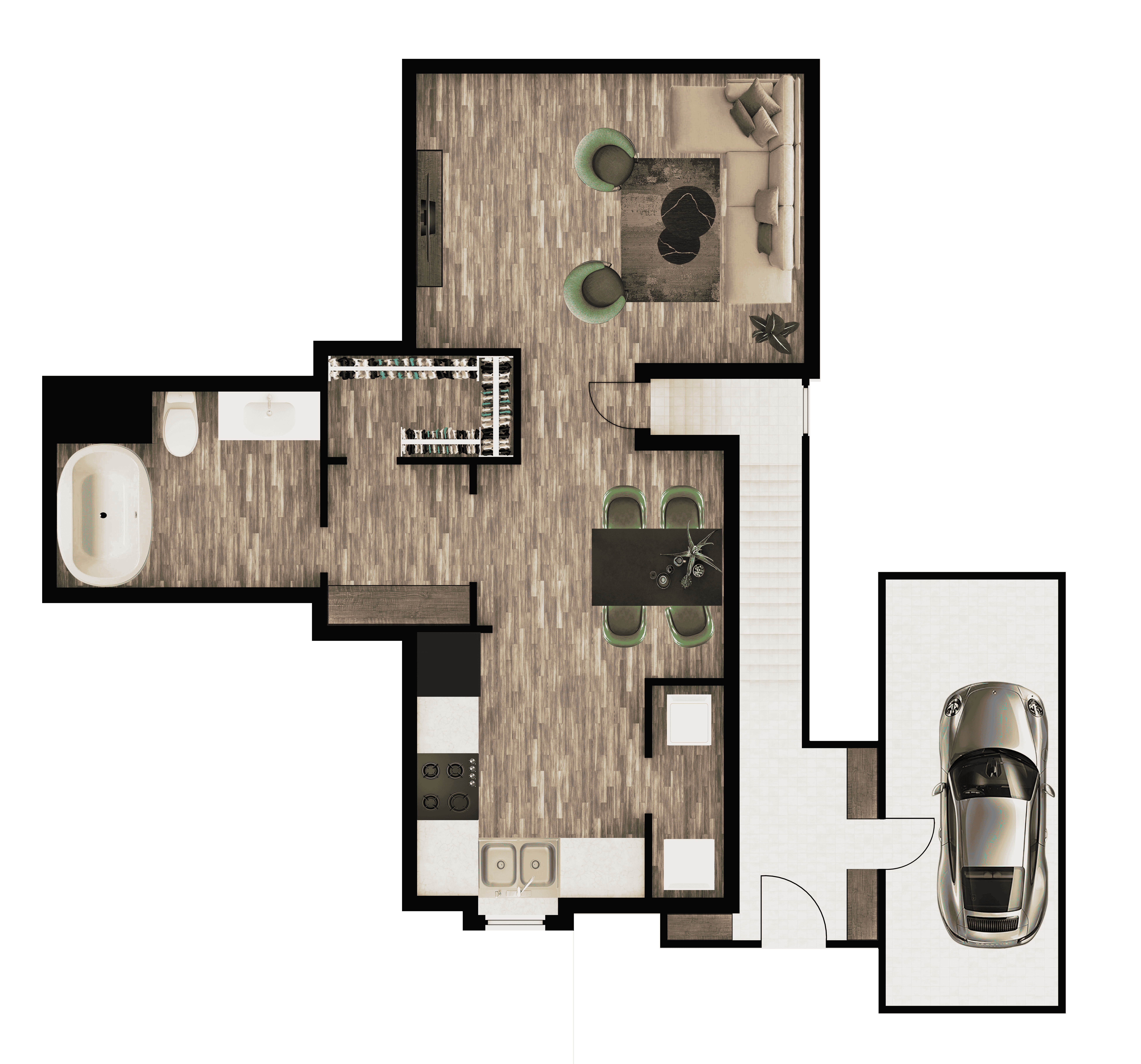 Studio • 1 Bath 1925 floor plan