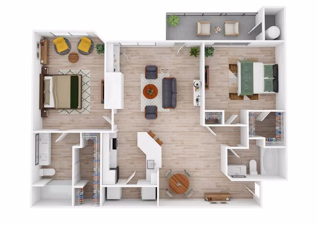 2 Beds • 2 Bath 04207 floor plan