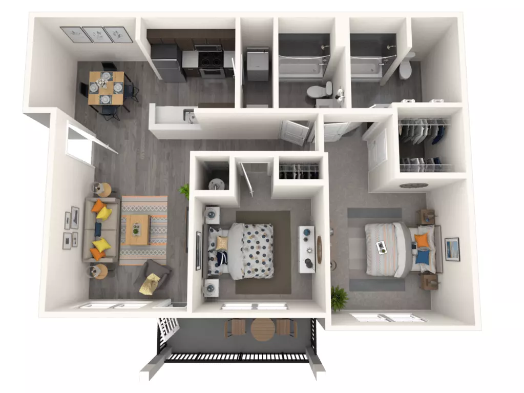 2 Beds • 2 Bath 10307 floor plan