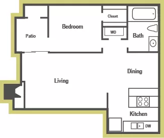 1 Bed • 1 Bath 00735 floor plan