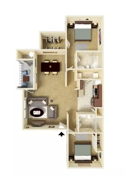 2 Beds • 2 Bath 327 floor plan