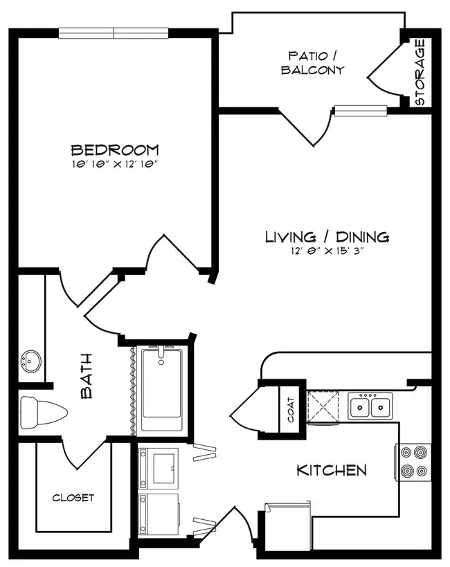 1 Bed • 1 Bath 5304 floor plan