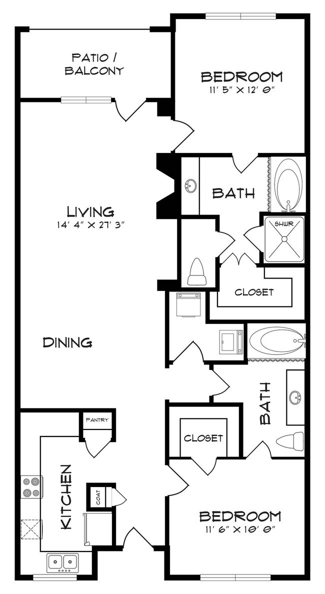 2 Beds • 2 Bath 6110 floor plan