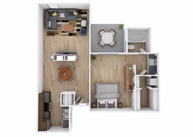 1 Bed • 1 Bath 1907 floor plan