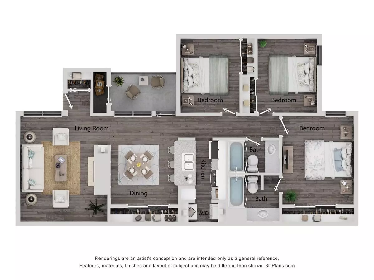 3 Beds • 2 Bath 1801 floor plan