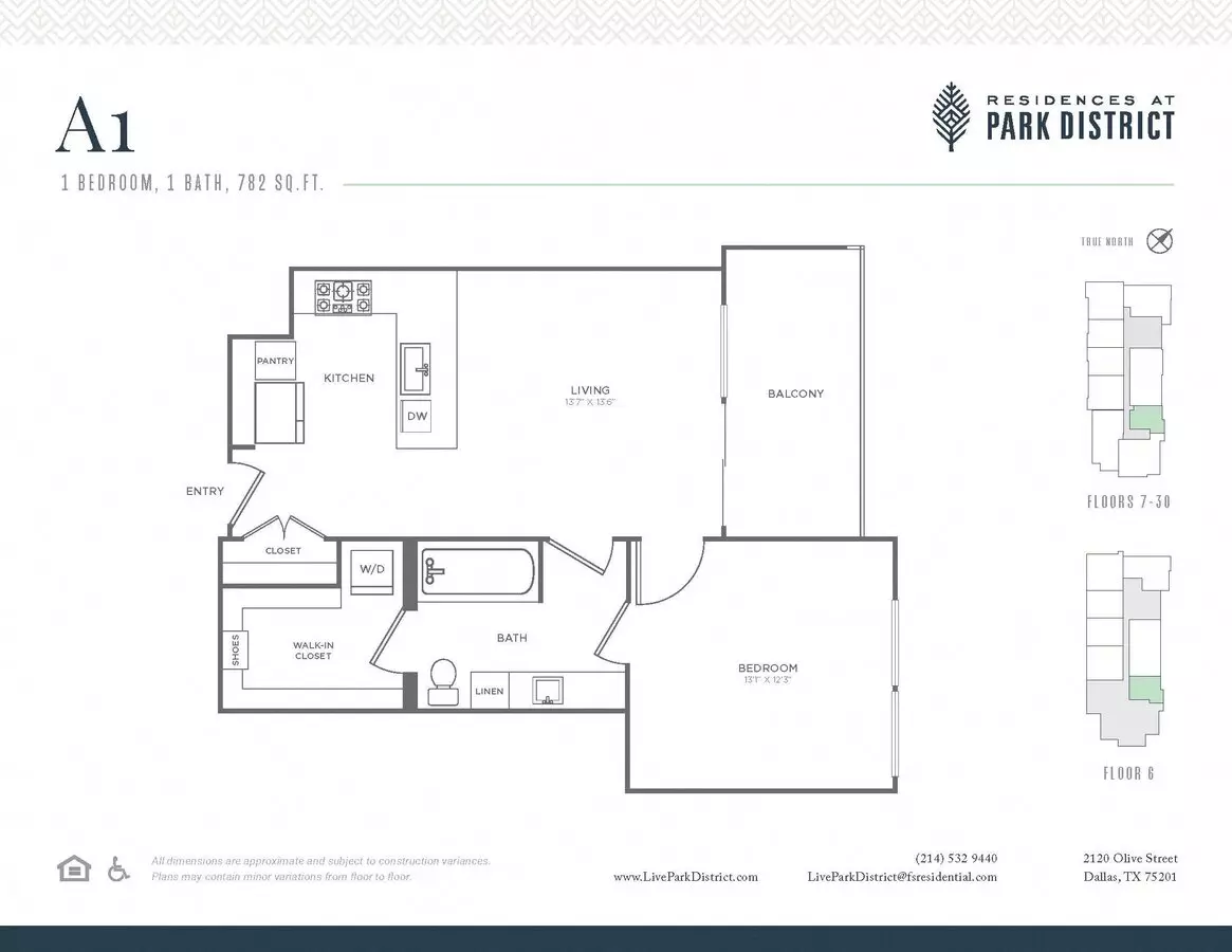1 Bed • 1 Bath 2109 floor plan